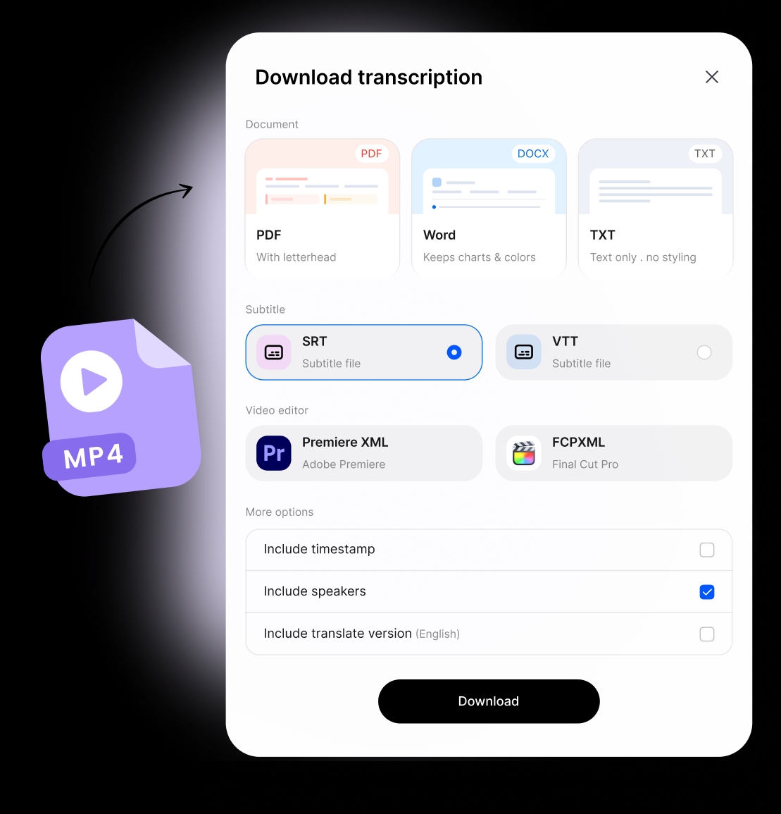 Feature - Export MP4 Transcripts